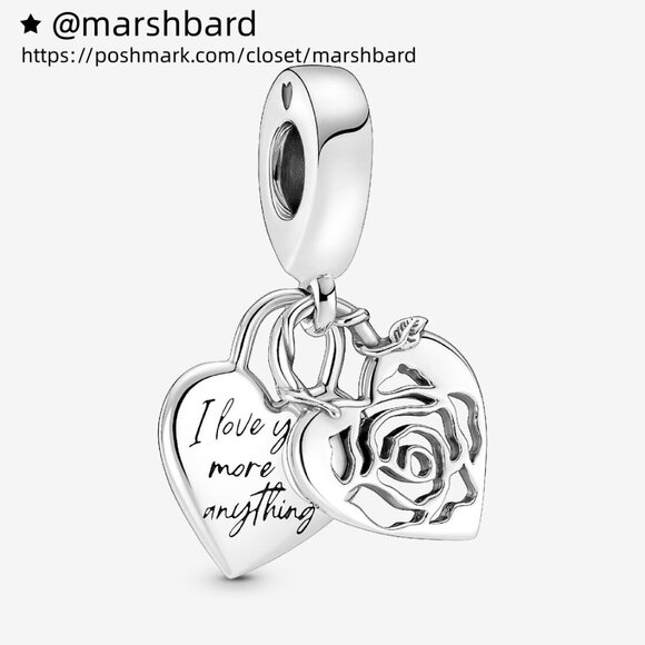 Pandora Rose Heart Padlock Dangle Charm - Picture 1 of 6